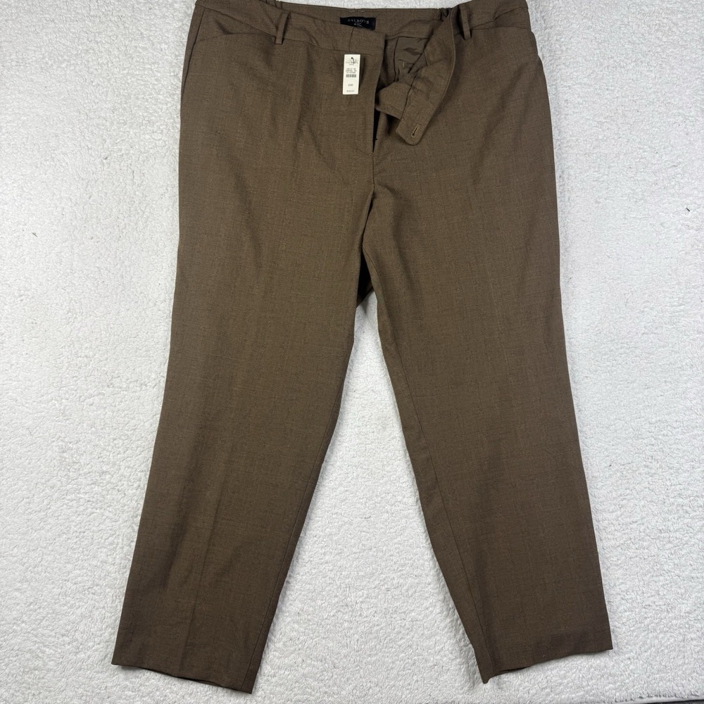 Talbots Plaid Straight Pants Tan Size 24w NWT